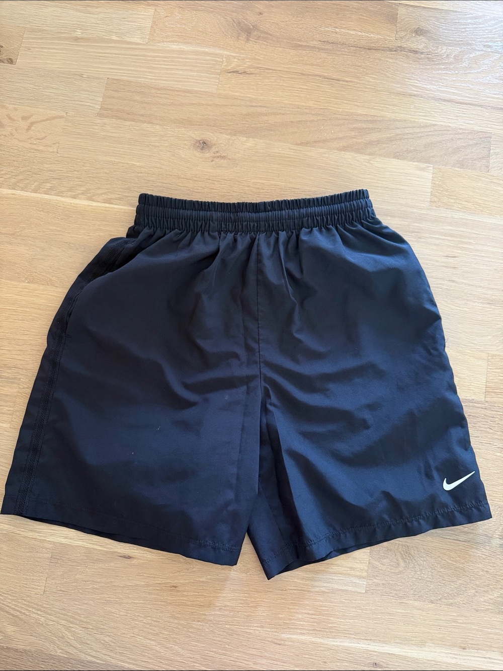 Nike Men’s Black Athletic Shorts with White Swoosh